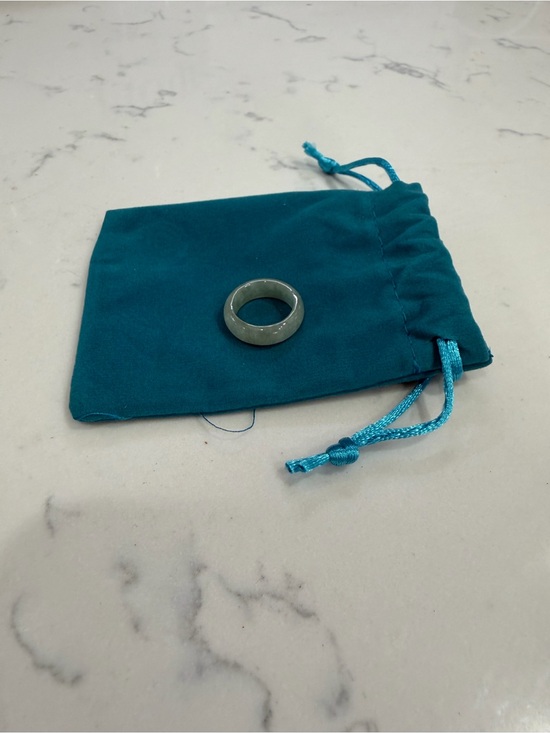 Jade Jewelry - Teal Drawstring Pouch with Jade Ring - children or pinky size 4 Accessories
